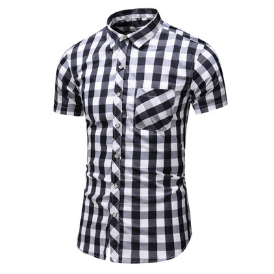 

Tailored Mens Summer Business Leisure Short-sleeved Plus Size Lattice Printing Shirt