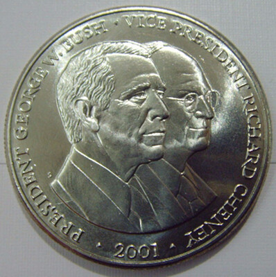 

38mm Liberia 5 Dollars George Bush&Dick cheney Coin 2001