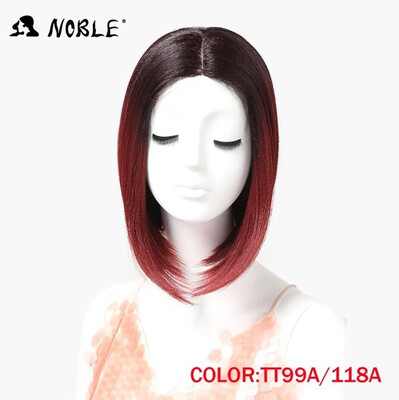 

Noble Hair Lace Wig High Temperature 12 Inch 1B Color Short Straight Wigs For Women Synthetic Wigs Free Shipping