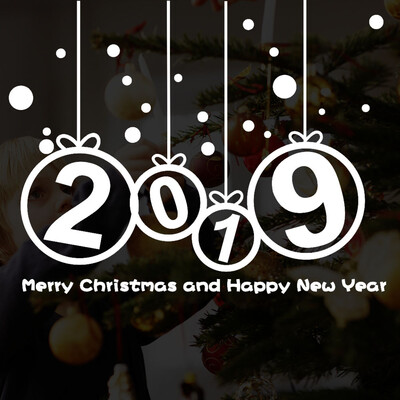 

Gobestart New Year 2019 Merry Christmas Wall Sticker Home Shop Windows Decals Decor