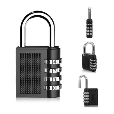 

〖Follure〗4 Digit Combination Lock Padlock For Locker Gym Bag School Travel Suitcase