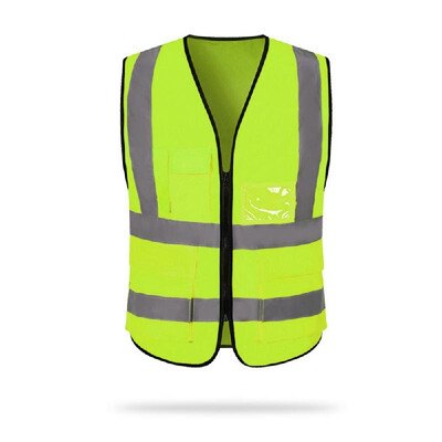 

Vest Reflective Safe Vests with Pockets&Zipper Construction Work Vest Men&Women Fluorescent Green