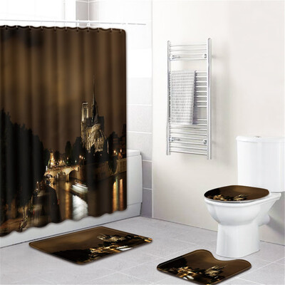 

〖Follure〗Waterproof Bathroom Shower Curtain Set Non-Slip Rug Toilet Lid Cover Bath Mat