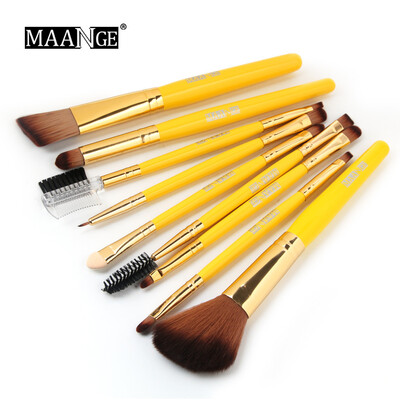 

Toponeto 9PCS Wooden Foundation Cosmetic Eyebrow Eyeshadow Brush Makeup Brush Sets Tools
