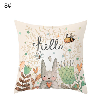 

Happy Easter Rabbit Flower Throw Pillow Case Cushion Cover Sofa Bed Car Decor