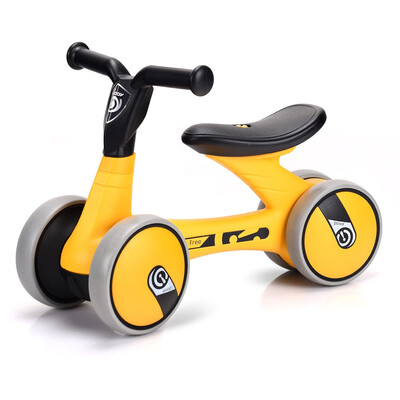 

4 Wheels Kids Rides No-Pedal Walker Balance Bike-Yellow