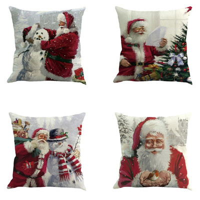 

Tailored 4PC Christmas Cotton Linen Sofa Car Home Waist Cushion Cover Throw Pillow Case