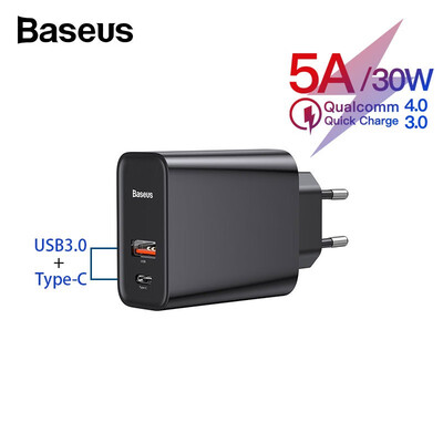 

Baseus 30W 5A quick charge adapter 30 Usb charger for Huawei QC 40 wall charge for iphone