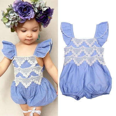 

Toddler Kids Baby Girls Infant Romper Lace Denim Jumpsuit Outfit Sunsuit Clothes