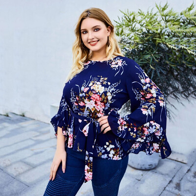 

Gobestart Womens Fashion Casual Plus Size Asymmetrical Long Sleeve Patchwork Tops Shirt