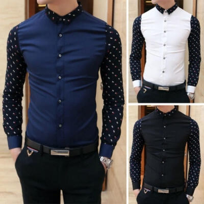 

Fashion Mens Luxury Stylish Casual Dress Slim Fit T-Shirts Casual Long Sleeve