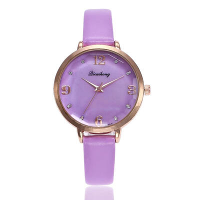 

Leather Band Analog Womens watches Round Simple clock quartz 2018 Temperament Fashionable Business wristwatches for ladies D