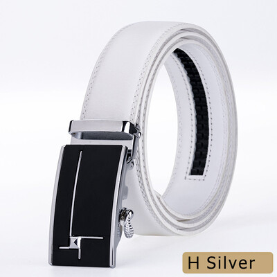 

new alloy automatic buckle belts for men white male real genuine leather belt for business cinturones para hombre cuero 2019