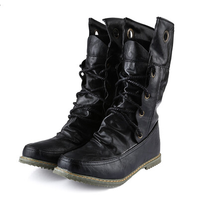 

Lace Up Ruched Mid Calf Boots