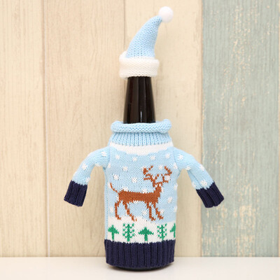 

1 Kit Wine Bottle Cover Knitting Clothes Hat Decor For Christmas New Year Party