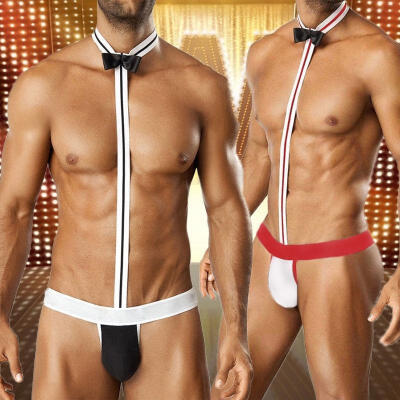 

Novelty Sexy Men Mankini Thong Underwear Waiter Costume Bodysuit Lingerie HOT