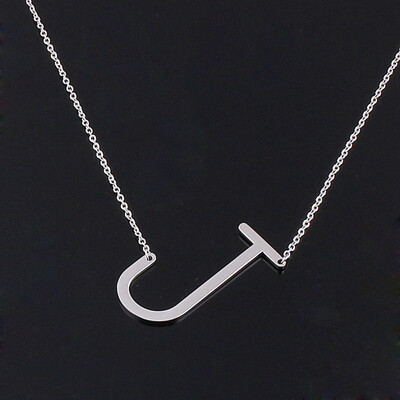 

Alphabet Necklace Silver Plated Initial Letter Alphabet A - Z Choker Pendant