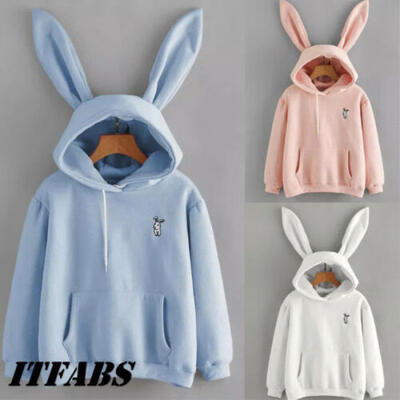 

Womens Casual Cute Long Sleeve Rabbit Hoodie Sweatshirt Pullover Tops Blouse