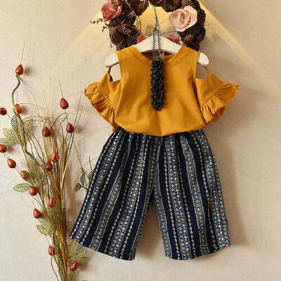 

2PCS Toddler Kids Baby Girls Ruffle Tops Pants Summer Outfits Clothes Tracksuit