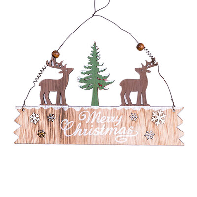 

〖Follure〗Christmas Elk Wood Plate Hollow Door Hanging Wooden Pendant Xmas Ornaments Decor