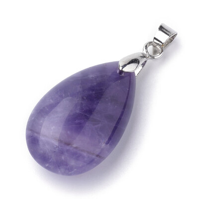 

Natural Amethyst Pendants with Alloy Findings Drop Platinum 2324x14x8mm Hole 4x5mm