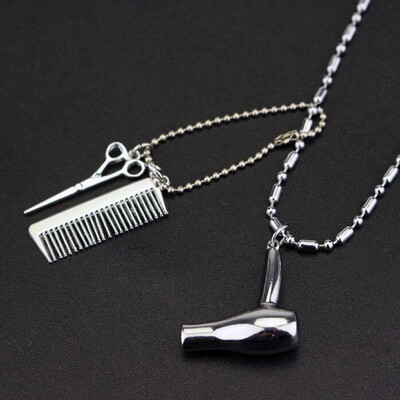 

Scissor Hair Scissor Pendant Newest Grateful Silver Supplies Comb Necklace Gift Necklace Dryer Fashion Pendant