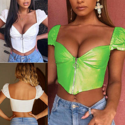 

Women Girl Summer Beach Short Sleeve Blouse T-Shirt Slim Sexy Cami Crop Tank Top
