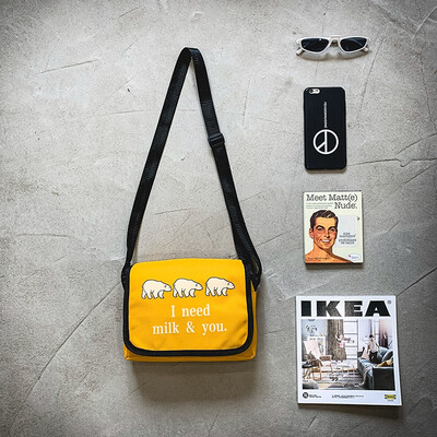 

Small bag canvas bag woman single shoulder oblique satchel college student Chichundred Korean version of the ancient sense of the