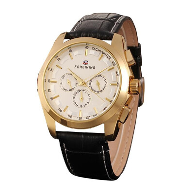 

FORSINING Fashion Calendar Date Week Leather Band Watch Men Automatic Mechanical Wristwatch