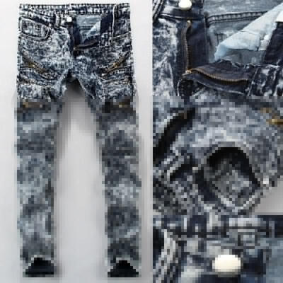 

Men&39s Ripped Skinny Biker Jeans Destroyed Frayed Slim Fit Denim Pants