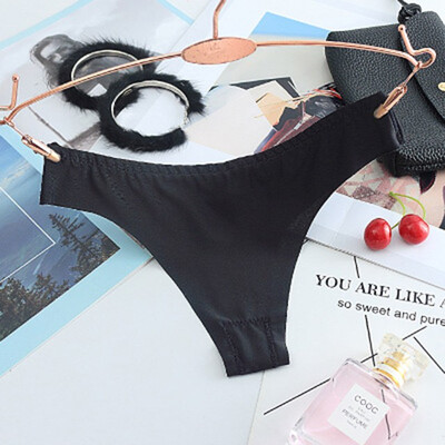 

Ice Silk Thong Sexy Pantie Seamless G String for Women Underwear Ladies String Underpants Low Waist Bikini sexy solid color