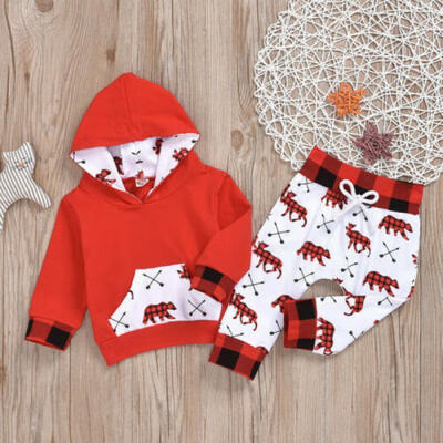 

Kids Toddler Baby Boys Girls Clothes Set Hooded Tops Long Pants Outfits 3-18M