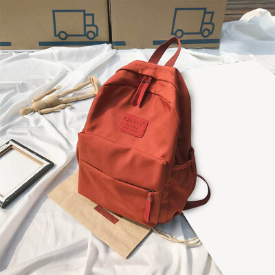 

Large Capacity Solid Color Waterproof Nylon Casual Backpack School Bag