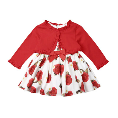 

Toddler Baby Girl Xmas Clothes Floral Outerwear Coat TopsDress Formal Outfit