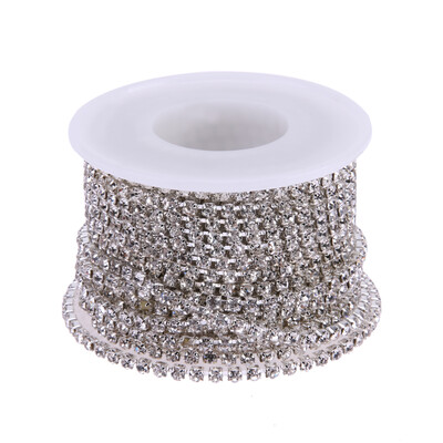

10YardsRoll Clear Crystal Silver Gold Base Ornaments Rhinestone Chains