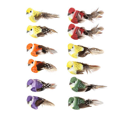 

12pcsSet Simulation Artificial Foam Feather Birds Models Garden Miniature