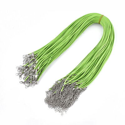 

Waxed Cord Necklace Making with Iron Lobster Claw Clasps Platinum Lime 178"18"45546cm 2mm