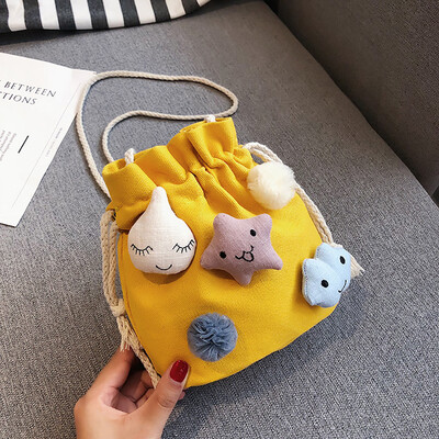 

Tailored Women Small Fresh Student Bucket Bag Cute Canvas Shoulder Messenger Bag