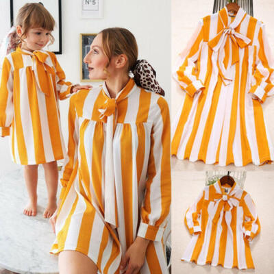 

Mommy&Me Family Matching Dress Mother Daughter Stripe Holiday Short Dress