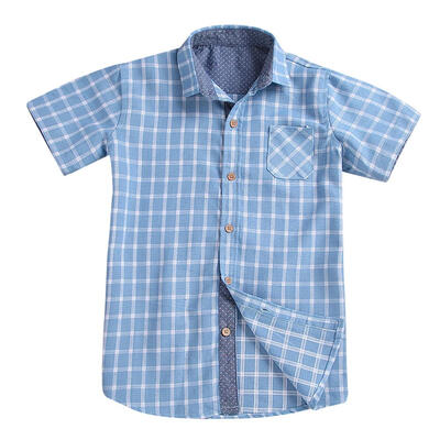 

Short Sleeve Slim Fit Boys Plaid Shirt Buttons Summer Daily Tops Clothing