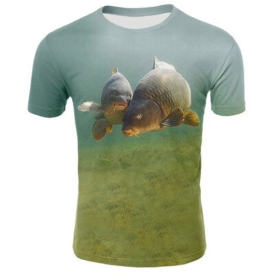 

Fashion Men Short Sleeve Tshirt 3D Printed Fish Pattern Design Summer Tees Tops