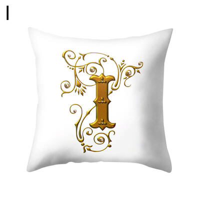 

26 Golden A to Z Alphabet Flower Soft Pillow Case Cushion Cover Home Sofa Decor