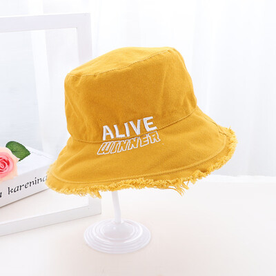 

Korean style new-style rough-edge cowboy fishermans hat pure color womens hat casual flat-top hat big-edge sun-shading cap