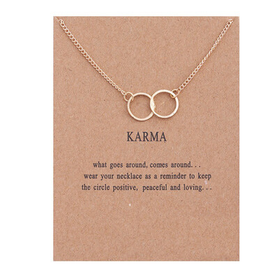 

New Gold-color Karma Double Circle Alloy Chocker Pendant Short Necklace