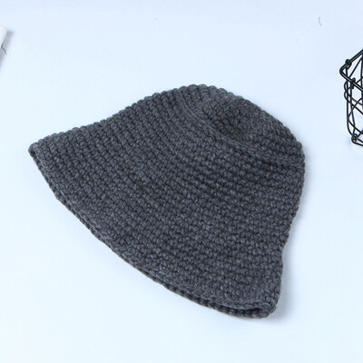 

New fishermans hat outdoor wool hat winter basin hat womens Korean version chic foldable knitted hat warm cap tide