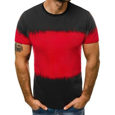 

Mens Short Sleeve T-Shirt Slim Fit Printed Casual Blouse Tops Summer Muscle Tee