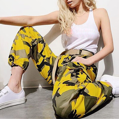 

Womens Summer High Rise Camouflage Print Cargo Pants Ladies Plus Size Trousers