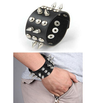 

Metal Stud Spike Rivet Leather Bangle Cuff Bracelet Wristband Adjustable Fashion