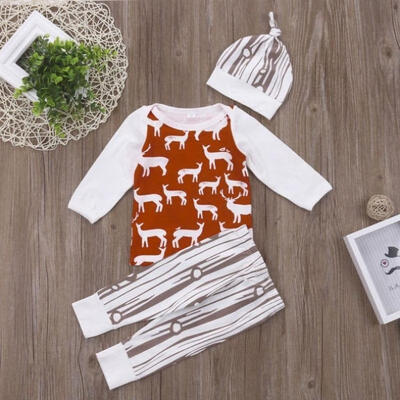 

Cute Infant Baby Girls Boys Clothes Tops T-shirt Stripes Long Pants Outfits Set