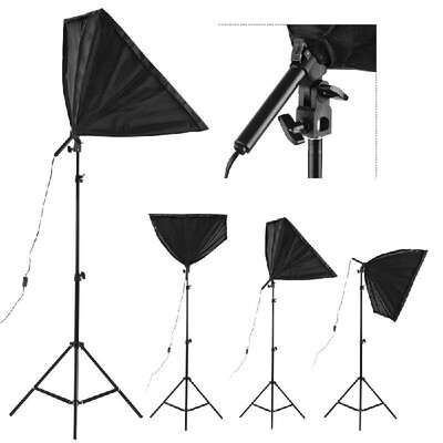 

Professional Studio Photography Cube Umbrella Softbox Light Kit Including 5070cm Softboxes150W 5500K Light Bulbs 2 Meters Light